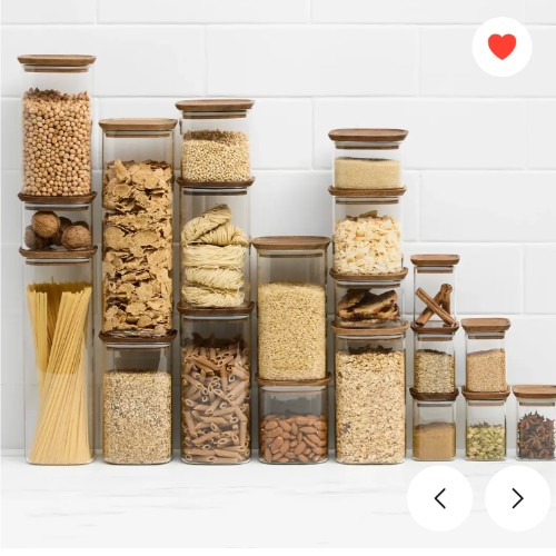 20 piece glass container with Walnut lid